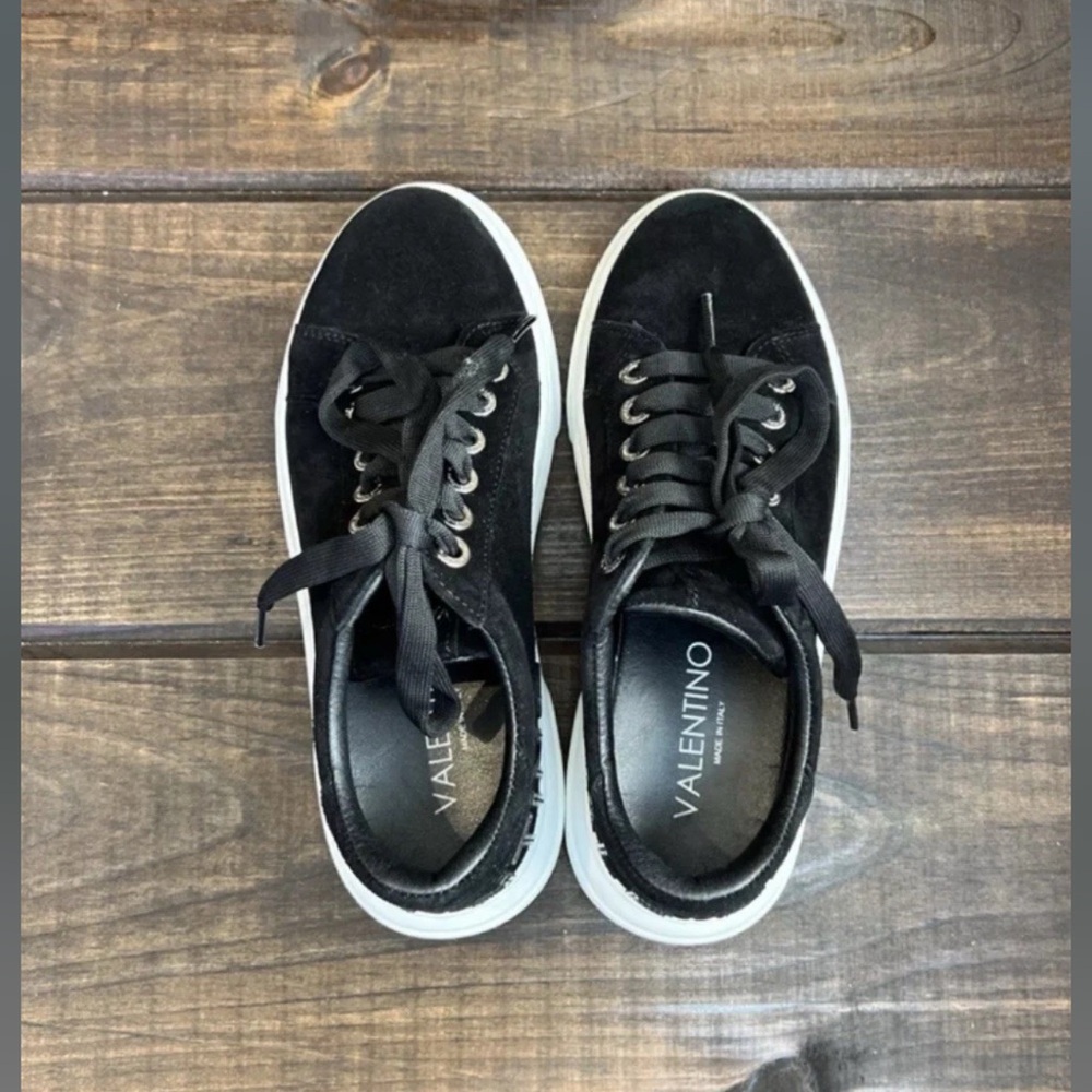 Valentino Black Lace-Up Sneakers 7.5
